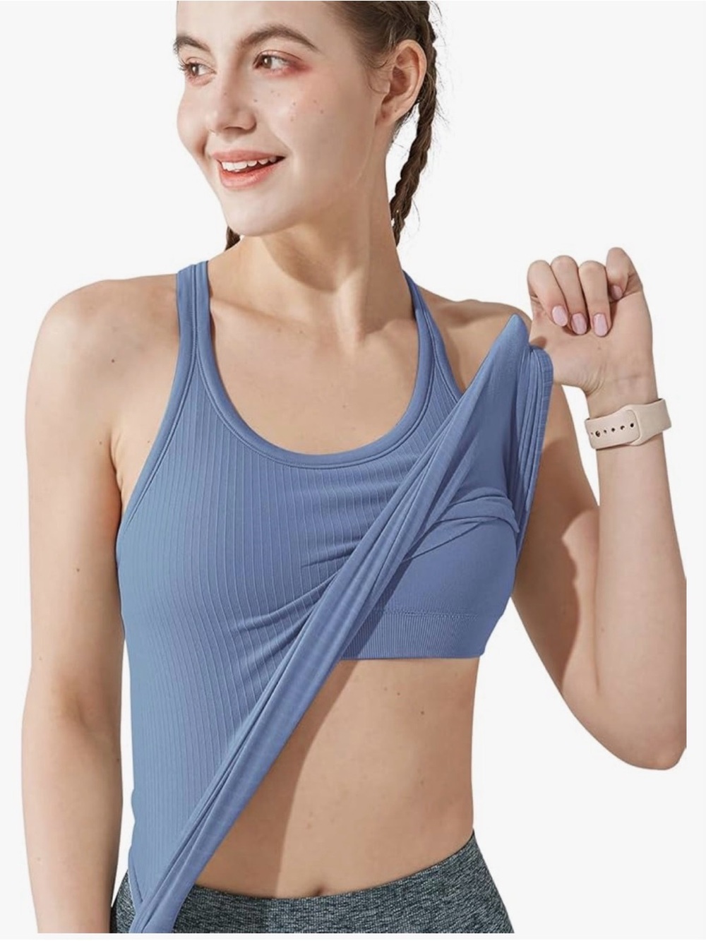 Seamless Ribbed built in bra crop top
